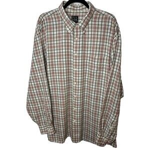 Jos A Bank Shirt Men's XXL Plaid Button Up Casual Chest Pocket Long SL Cotton